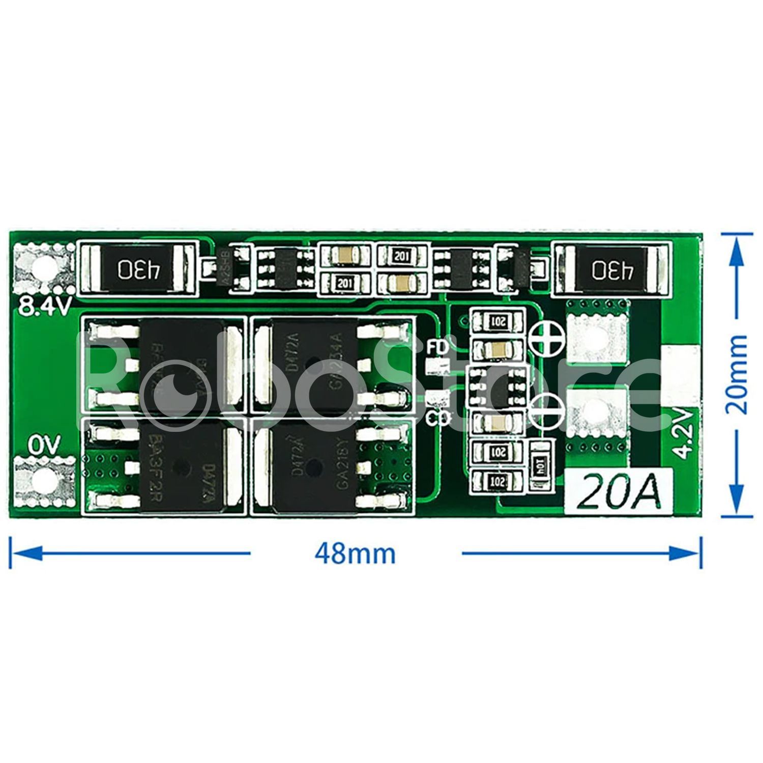Плата захисту і заряду BMS 2S 20А (18650)